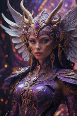 Fantasy Valkyrie Warrior – Ornate Purple Armor Character Concept