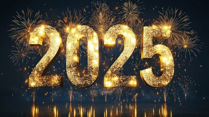 Sparkling 2025 New Year fireworks display