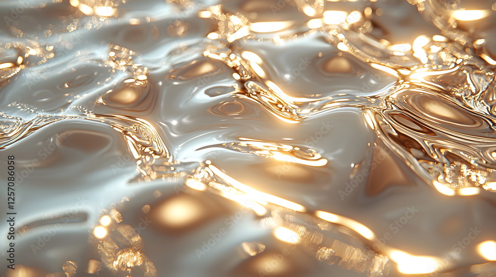 Aufkleber reflective water surface shimmering with golden hues and gentle ripples creating beautiful patterns.
