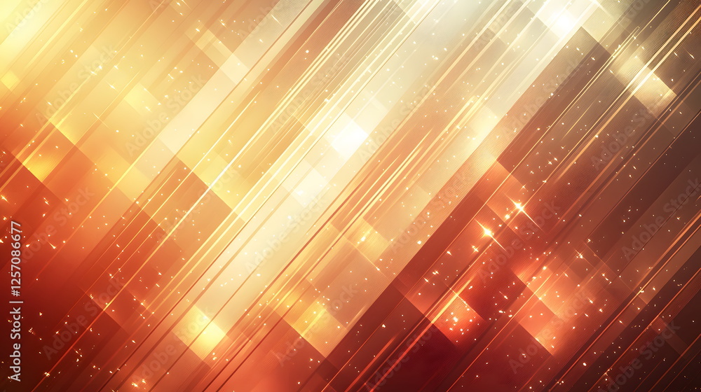 Poster radiant abstract background with golden and orange hues creating a sparkling visual effect.