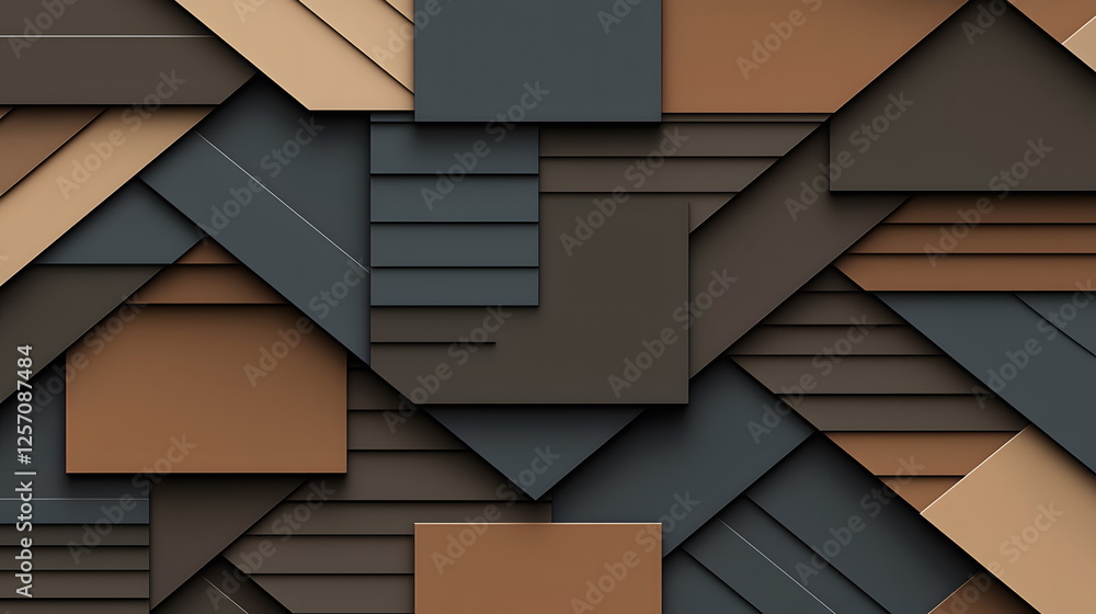 Poster layered geometric shapes in various shades of brown and gray creating a textured abstract background