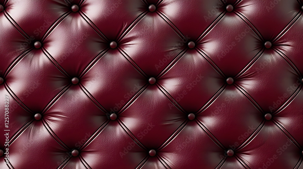 Aufkleber rich burgundy tufted leather texture with deep buttons and glossy finish creating an elegant backgro