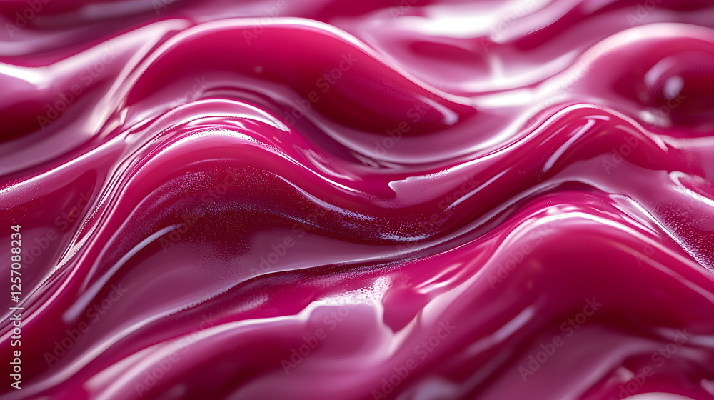 Poster glossy magenta liquid surface with ripples and reflections creating a mesmerizing abstract texture.
