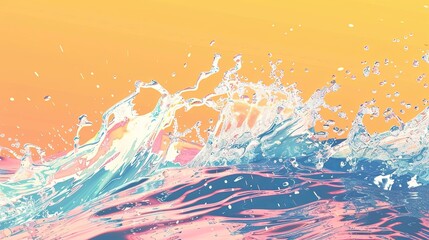 Minimalist Songkran Background Illustration with Water and Waves