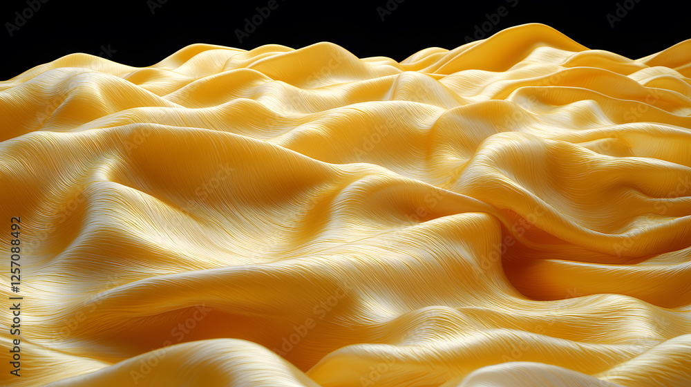 Aufkleber golden silk fabric flowing smoothly across the surface creating a wave-like texture under soft light