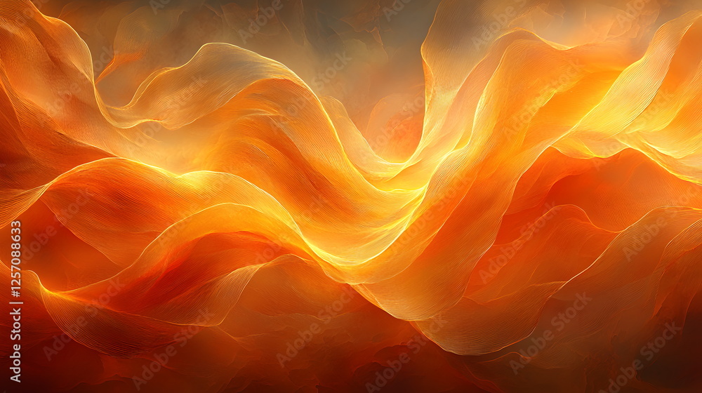 Aufkleber vibrant orange and golden waves of abstract flowing texture with soft lighting in a smooth gradient 