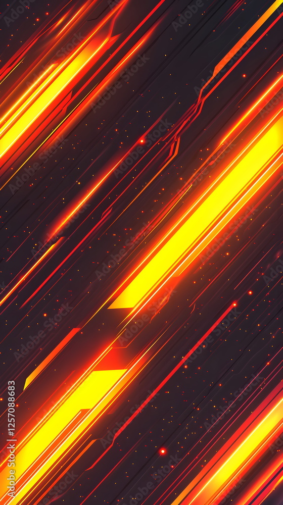 Poster vibrant abstract background with dynamic orange and yellow lines against a dark textured surface.