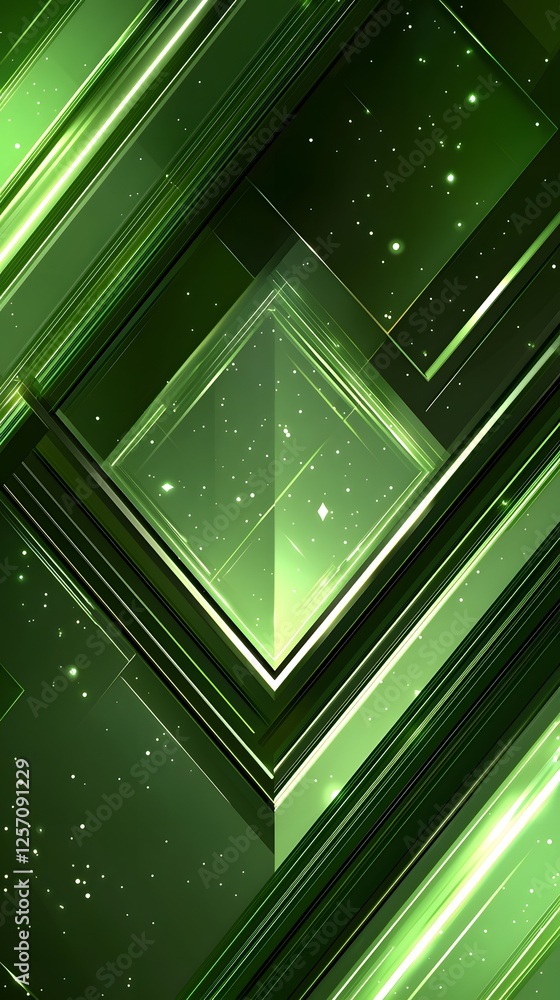 Aufkleber vivid green abstract geometric patterns with sparkling stars and luminous textures on a dark backgro