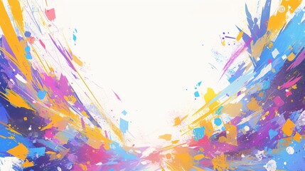 Abstract background with colorful splatter paint. Depicts energy and excitement. Symbolizes creativity and spontaneity. Ideal for youth and artistic projects.