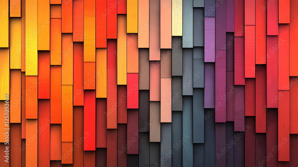 Aufkleber colorful wooden planks arranged in a vibrant pattern creating an abstract art background design