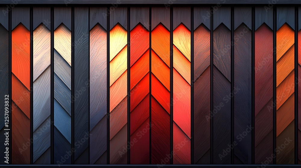 Aufkleber vibrant geometric wooden pattern with contrasting colors creating a visually striking design element