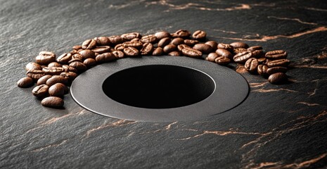 coffee beans on black background