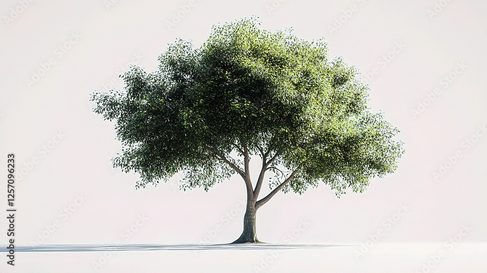 Poster single tree on light background with clipping path and alpha channel
