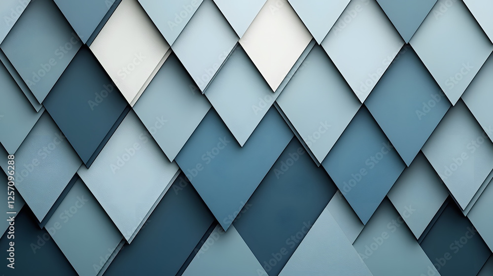 Poster geometric blue and white textured background with overlapping diamond shapes creating a modern desig
