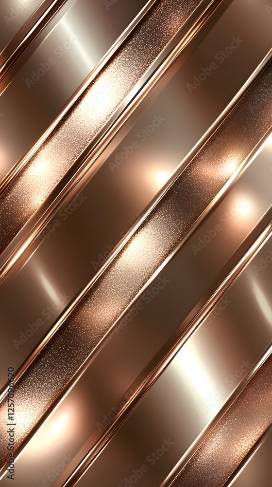 Poster bronze metallic stripes with a smooth sheen and soft light reflections creating a modern design aest