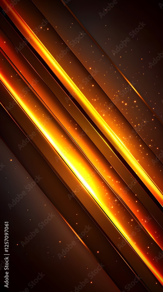 Poster shimmering orange and yellow lines flowing diagonally across a dark background with subtle texture.