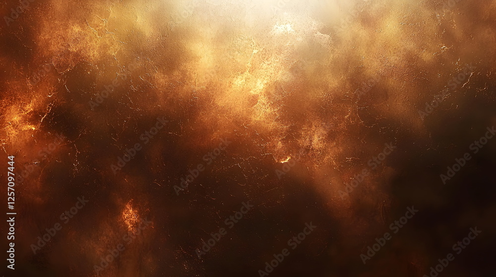 Poster dark smoky abstract texture with glowing sparks blending warm colors and ethereal light effects in b
