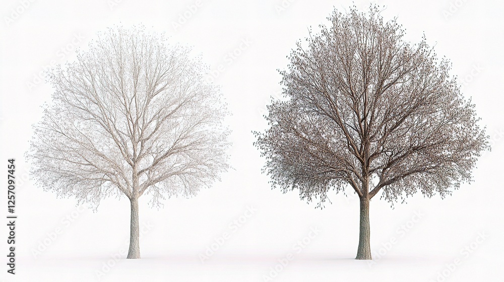 Poster detailed illustration of a single tree with clipping path and alpha channel