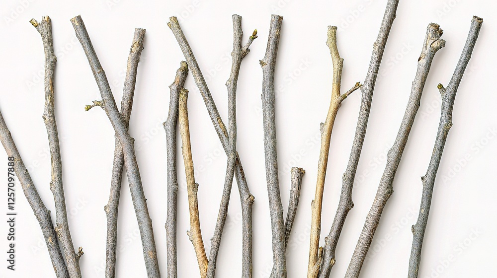 Poster silvervine sticks with intricate textures isolated on white background