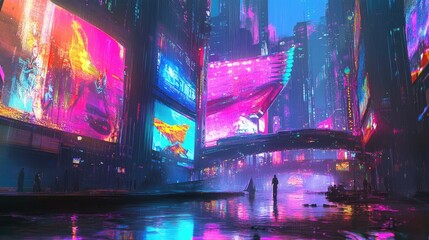 A neon-lit nightscape of Dotonbori, with colorful billboards and reflections shimmering on the canal.