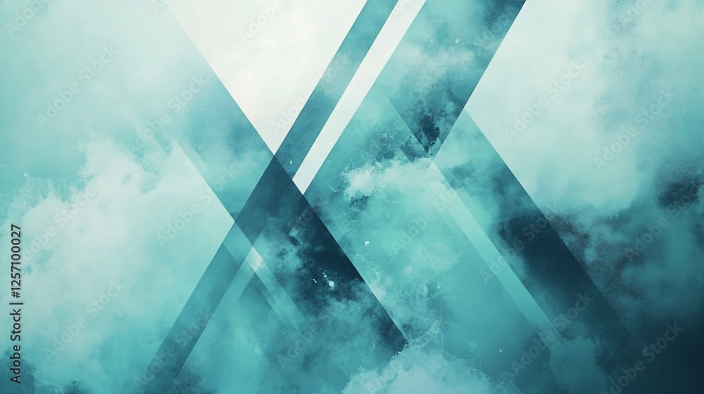 Poster abstract geometric background with diagonal lines and teal smoky texture