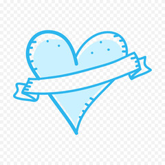 Doodle hand drawn heart drawing on white background