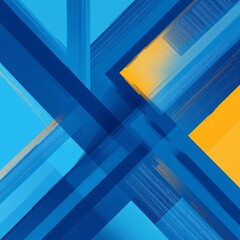 Fototapeta premium Vibrant blue abstract geometric shapes with yellow accents for modern marketing materials, corporate branding, and digital advertising campaigns with copy space for text