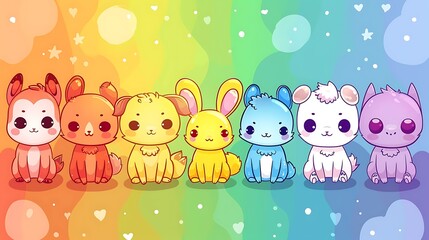 Adorable Cartoon Baby Animals Together