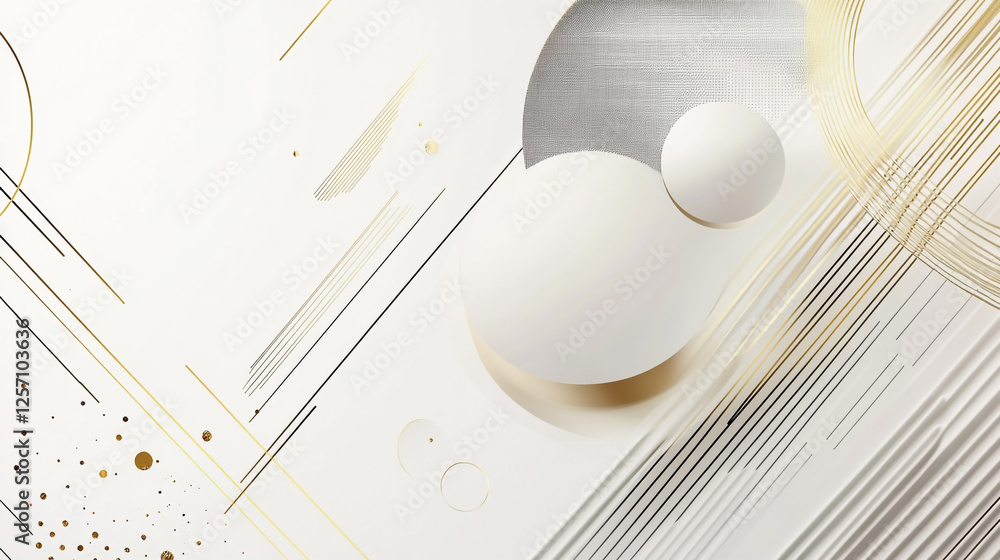 Poster luxury design with metallic convex marble design shapes, abstract geometric pattern with colorful sy