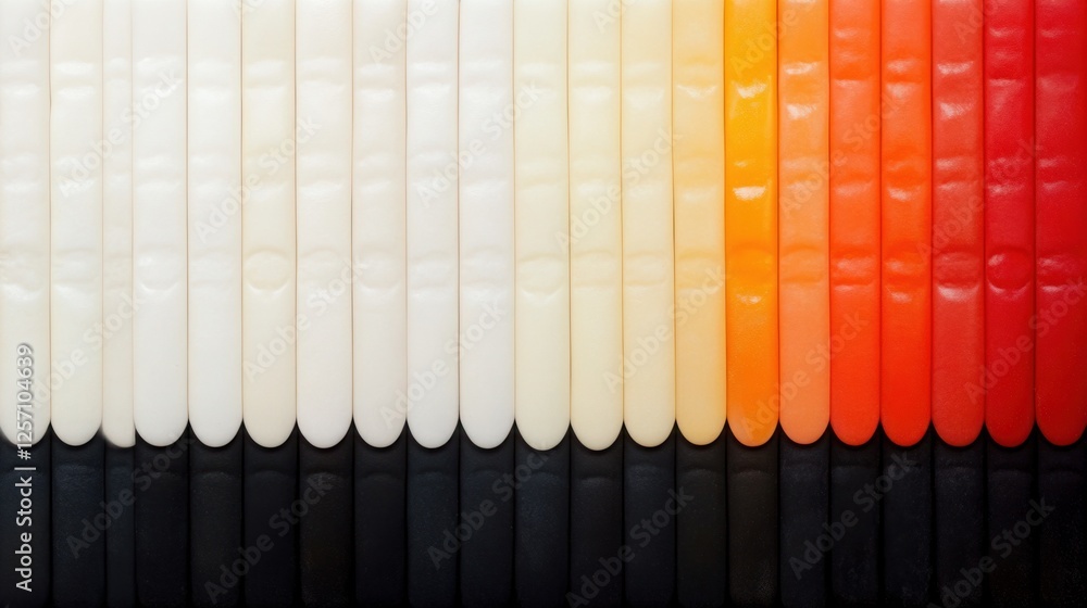 Aufkleber colorful arrangement of glossy gel-like objects in a gradient pattern showcasing a spectrum from bla