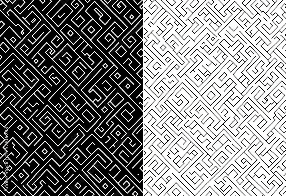 Aufkleber two-way monochrome pattern: seamless and reversible design for wallpaper, textiles, and digital medi