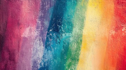 Colorful rainbow painted textured wall.
