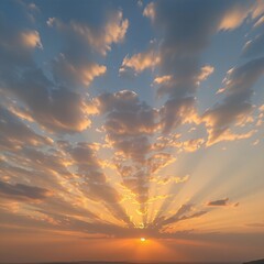 Fototapeta premium Sunset analyzes natural environment with vibrant orange and blue hues