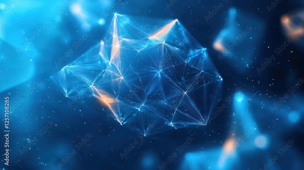 Aufkleber abstract blue digital background with geometric shapes, big data visualization, complex structures a