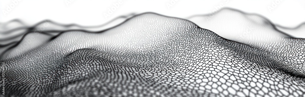 Poster futuristic hexagonal landscape mesh structure digital terrain abstract graphic design