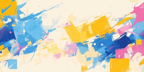 Obraz premium Abstract background with colorful ink blots and random shapes. Featuring splashes and vibrant contrasts. Emphasizing spontaneity and creativity. Ideal for artistic posters and creative designs.