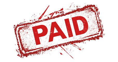 Paid signed with red ink stamp zoom in and zoom out on white background PNG.AI GENERATED