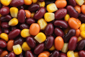 Colorful assortment of beans and corn kernels