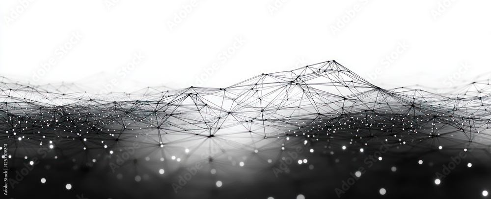 Poster futuristic minimalist landscape with abstract triangular polygons and soft ambient light