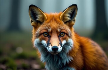 Obraz premium Portrait of a fox on a forest background