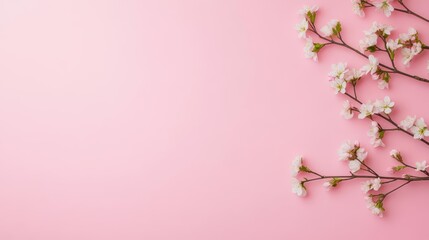 Obraz premium White flowers arranged on a soft pink background creating a delicate and fresh floral composition