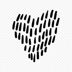 Doodle hand drawn heart drawing on white background
