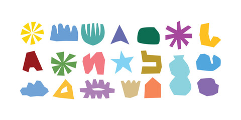 Geometric shape and forms in hand-drawn style, Drawing abstract  elements design vector illustration	