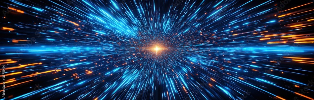 Poster dynamic abstract speed motion background with radiating blue and cyan lines and soft glows