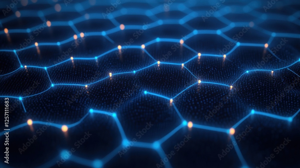 Leinwandbilder glowing blue hexagonal lattice structure soft ambient lighting 3d minimalist design