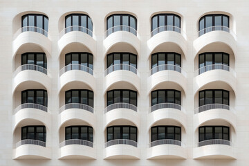 Building facade with curved balconies