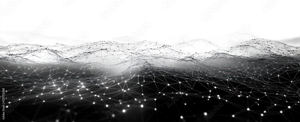 Fototapete futuristic minimalist vector landscape with triangular polygons and ambient light for technology pos