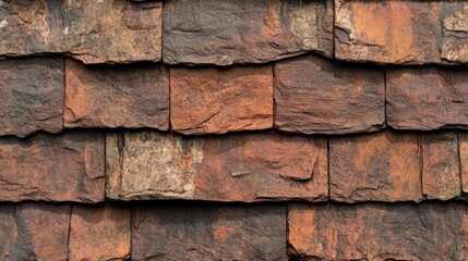 Red brown stone roof tile texture.