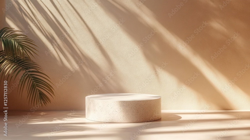 Poster Minimalistic Concrete Podium for Product Display in Soft Natural Light