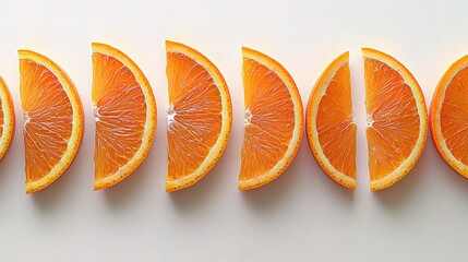 Vibrant Orange Slices Neatly Arranged on White Background
